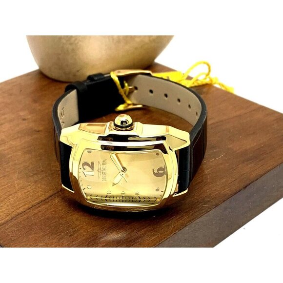 Invicta Women's Watch 35349 Lupah Quartz Special Edition Gold Black Leather Band - Picture 7 of 13